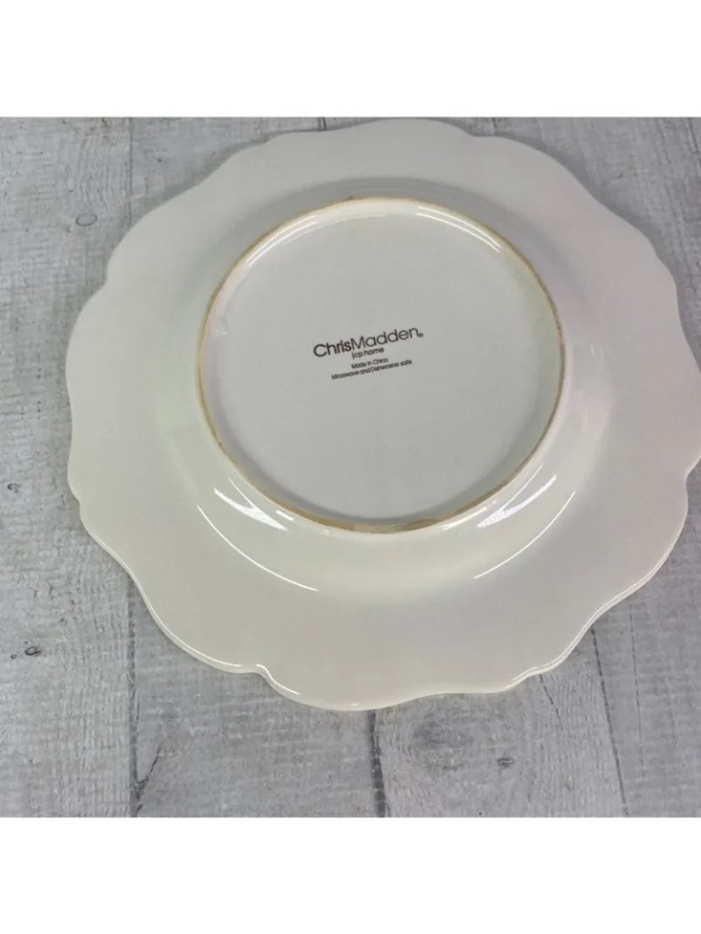 Chris Madden JCPenny ADALINA Ivory Embossed Stoneware Salad Lunch Plates Set 4